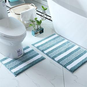 Two-piece Set of Bathroom Two-color Flocked Doormats: The Comfortable and Exquisite Choice for the Bathroom